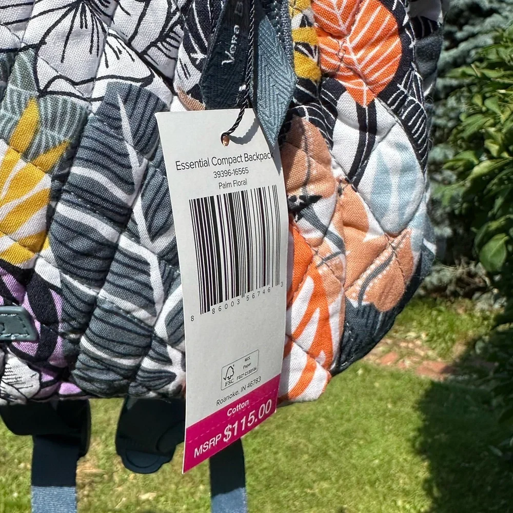 Vera Bradley Small Backpack Quilted Cotton Palm Floral NWT